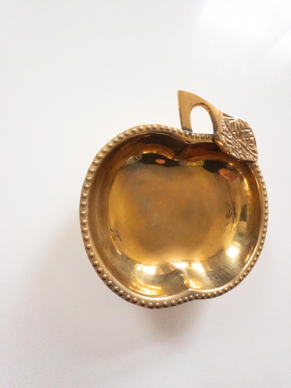 Vintage Solid Brass Apple Catchall Tray Trinket D… - image 3