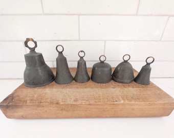 Collection of Vintage Bells of Sarna Bells, Etched Solid Brass Prayer Bells Made in India