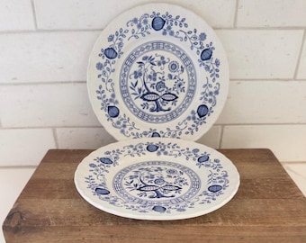 Set of 2 Blue Onion Enoch Wedgwood Blue Heritage 7” Salad Plates Blue and White England