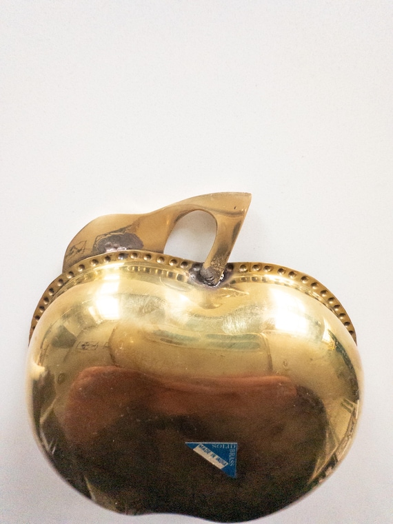 Vintage Solid Brass Apple Catchall Tray Trinket D… - image 6