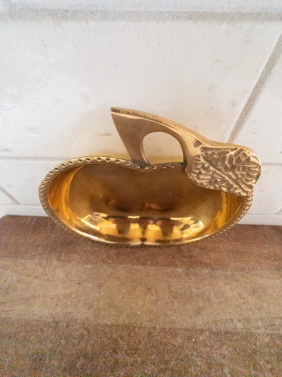 Vintage Solid Brass Apple Catchall Tray Trinket D… - image 10