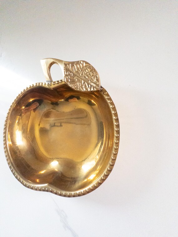 Vintage Solid Brass Apple Catchall Tray Trinket D… - image 4