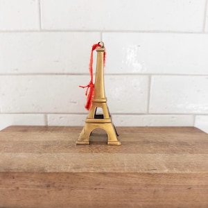 Vintage Solid Brass Eiffel Tower Christmas Ornament