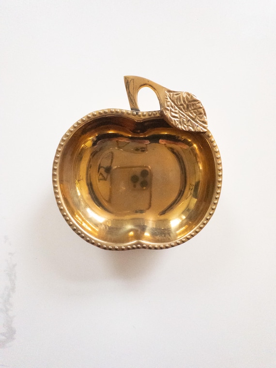 Vintage Solid Brass Apple Catchall Tray Trinket D… - image 7