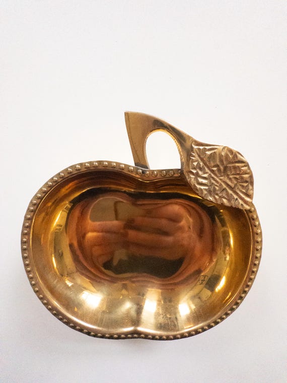 Vintage Solid Brass Apple Catchall Tray Trinket D… - image 5