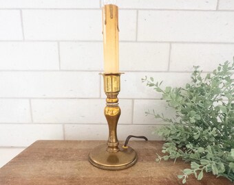Petite Brass Candlestick Lamp Kitchen Bookcase Lamp