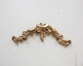 Vintage Gold Wall Bow and Scroll - Hollywood Regency Gold Wall Decor - 1970s Wall Decor -Gold Bow above Picture - Burwood Products