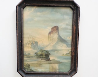 Antique "The Enchanted Highway" Thomas Moran Lithograph Framed Moody Wall Art