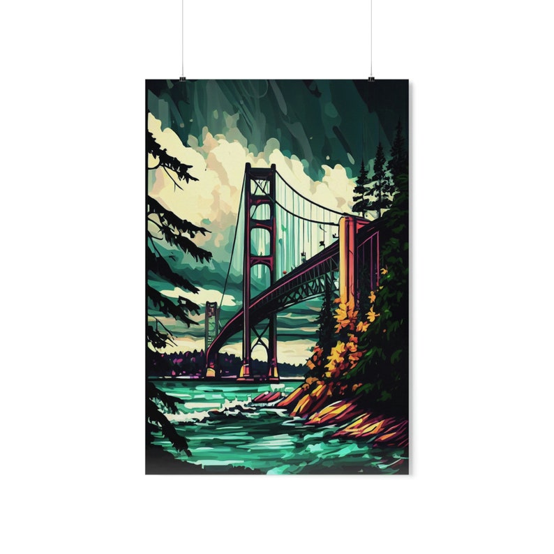 Mackinac Bridge Premium Matte Poster Etsy
