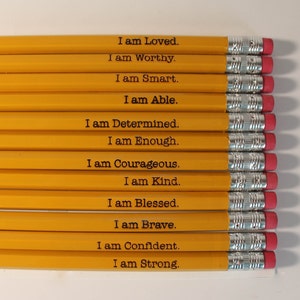 Affirmation Pencils | Positive Pencils | Back To School | School Supplies | Pencils with name | Custom Pencils | Engraved Pencil | I am