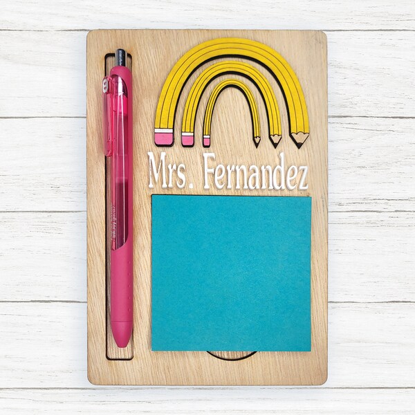 Teacher Sticky Note and Pen Holder 3X3, Post it Holder, teacher gifts, educator gift, desk gifts, teacher post it, post it holder, cute gift