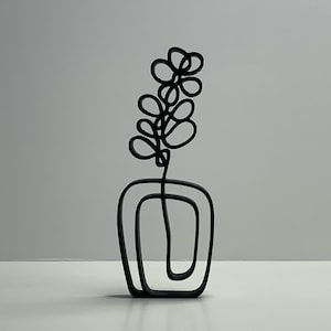 Minimalist Eucalyptus Plant Line Art Decor, Plant Art Sculpture, Home Office Decor, 3D Printed Decor, Abstract Decor