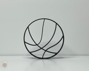 Minimalist Basketball Line Art Decor, BAsketball Art Sculpture, Home Office Decor, 3D Printed Decor, Abstract Decor