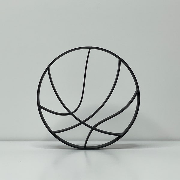 Minimalist Basketball Line Art Decor, BAsketball Art Sculpture, Home Office Decor, 3D Printed Decor, Abstract Decor