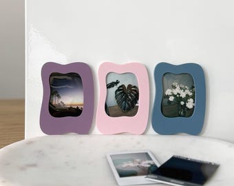 Cadre photo aimanté tout en courbes pour Instax Mini, coque Polaroid vagues de forme abstraite, aimant mignon pour réfrigérateur, cadre photo moderne