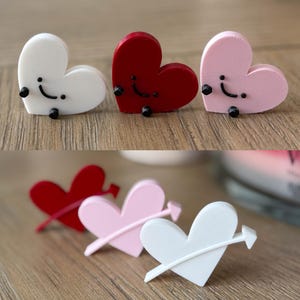 Cute Heart Fridge Magnet Set of 3, Valentines Day Heart Magnet,  3D Printed Fridge Magnets, Heart with Face&Feet Design, Gift for Loved Ones