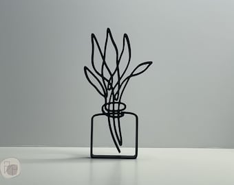Snake Plant Line Art Sculpture, Snake Plant Art Decor, Home Office Decor, 3D Printed Art, Abstract Decor, 3D Printed Gift, Shelf Decor