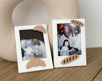 Lot de 2 aimants pour cadre photo Instax Mini croissant et baguette, cadre photo sur le thème français, aimant Polaroid, aimant pour réfrigérateur