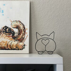 Corgi Butt Line Art Sculpture, Corgi Lover Art Decor, Cute Line Art Decor, 3D Printed Art, Abstract Decor, 3D Printed Gift, Shelf Decor image 3