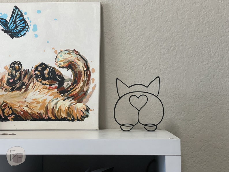 Corgi Butt Line Art Sculpture, Corgi Lover Art Decor, Cute Line Art Decor, 3D Printed Art, Abstract Decor, 3D Printed Gift, Shelf Decor image 3