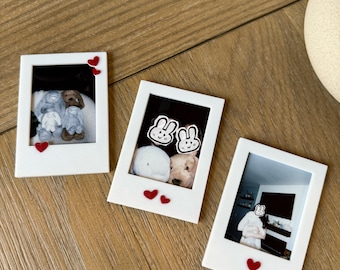 Instax Mini Photo Frame Magnets Pack of 3, Valentine&#39;s Heart Photo Frame, Polaroid Frame Magnet, Cute Fridge Magnets, Magnet Decor Set