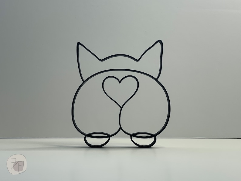 Corgi Butt Line Art Sculpture, Corgi Lover Art Decor, Cute Line Art Decor, 3D Printed Art, Abstract Decor, 3D Printed Gift, Shelf Decor image 1