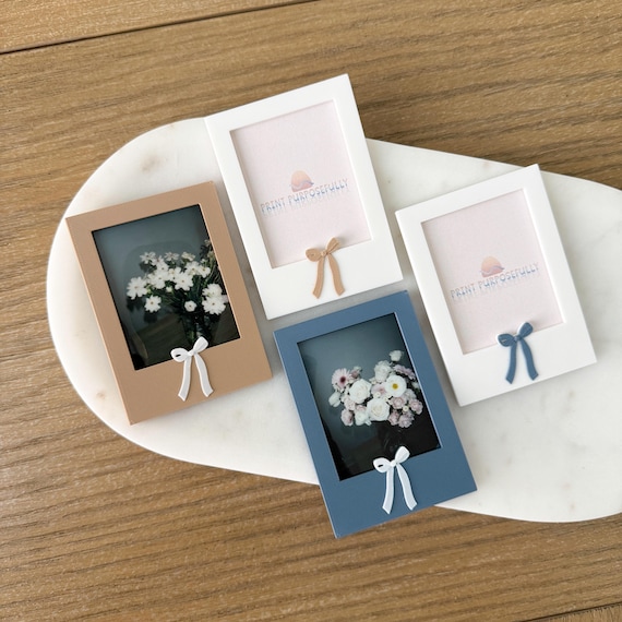 Instax Mini Photo Frame Magnet with Simple Ribbon Bow Design, Instax Film Lovers Gift, Photo Display Frame Polaroid Style