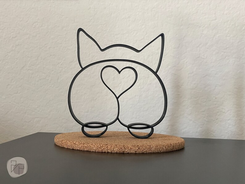 Corgi Butt Line Art Sculpture, Corgi Lover Art Decor, Cute Line Art Decor, 3D Printed Art, Abstract Decor, 3D Printed Gift, Shelf Decor image 4