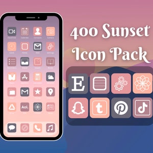 400 Sunset Themed Icons | IOS 14 / 15 App Icons | Aesthetic | For iPhone and iPad | Customize Home Screen | Includes Widgets | 4 Colors