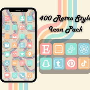 400 Retro Style Themed Icons | IOS 14 / 15 App Icons | Aesthetic | For iPhone and iPad | Customize Home Screen | Includes Widgets | 4 Colors