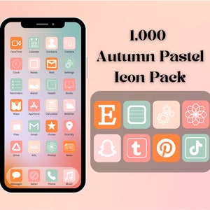 1,000 Autumn Pastel Icons | IOS 14 -17 App Icons | Aesthetic | For iPhone and iPad | Customize Home Screen | Includes Widgets | 5 Colors