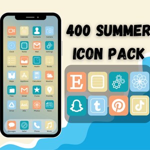 400 Summer Themed Icons | IOS 14 / 15 App Icons | Aesthetic | For iPhone and iPad | Customize Home Screen | Includes Widgets | 4 Colors