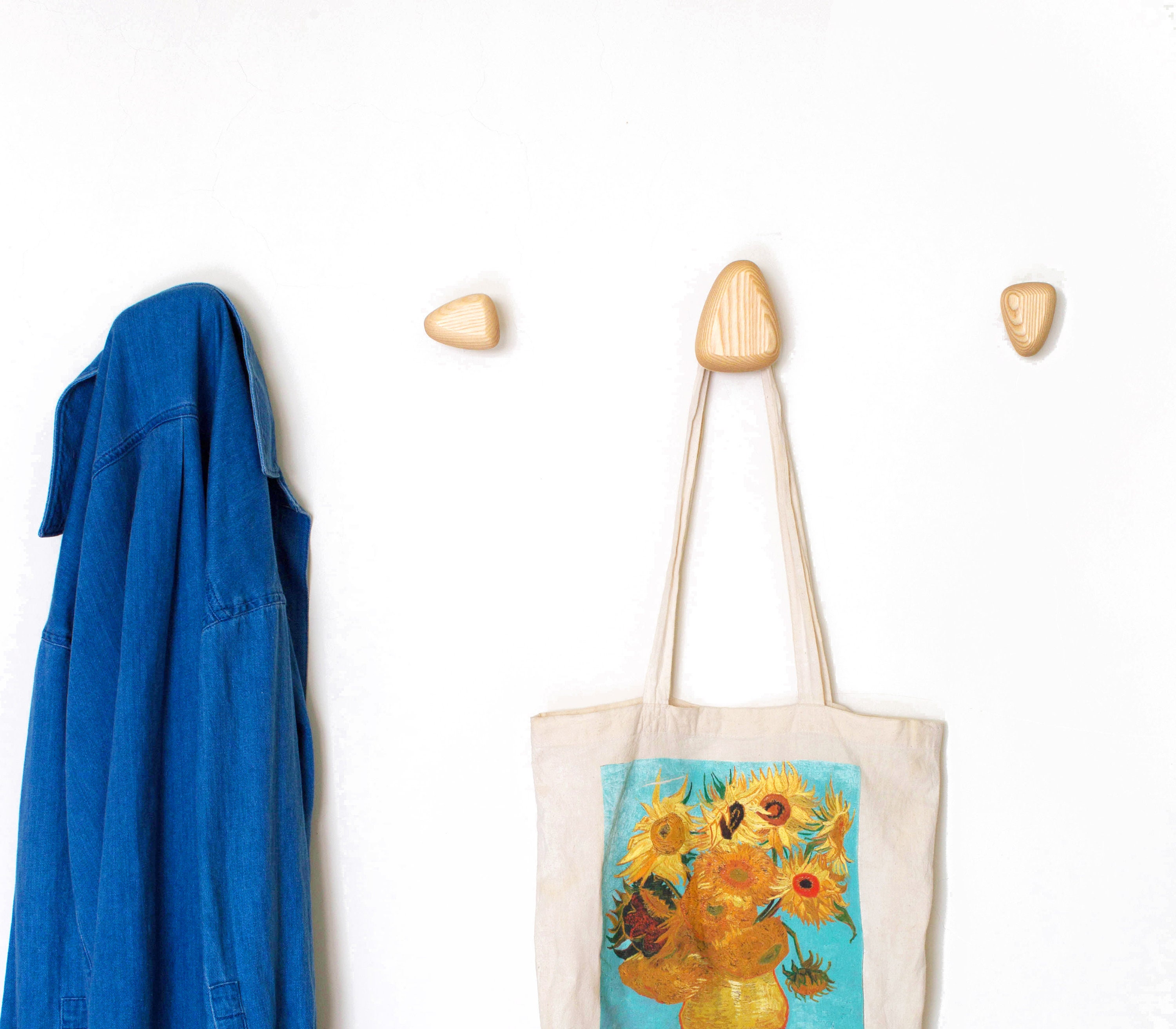 Cosymple Pebble Wood Wall Hooks Wall Mounted Handmade Natural Etsy