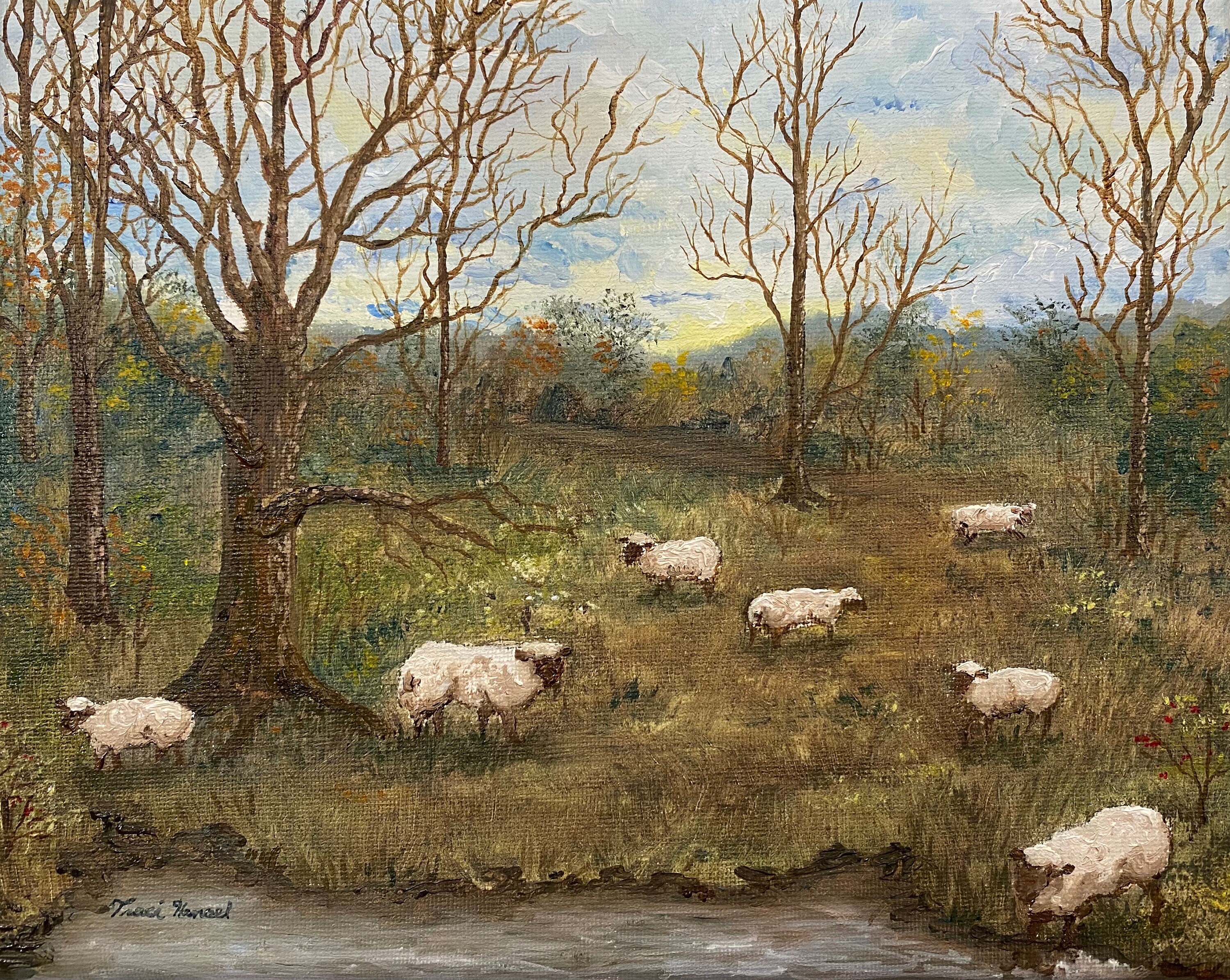 Sheep in the Autumn Woods, Fall Decor, Art Print, Sheep, Landscape - Etsy