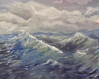 Waves, Art Print of an Original Oil Painting, Nautical decor, Ocean decor