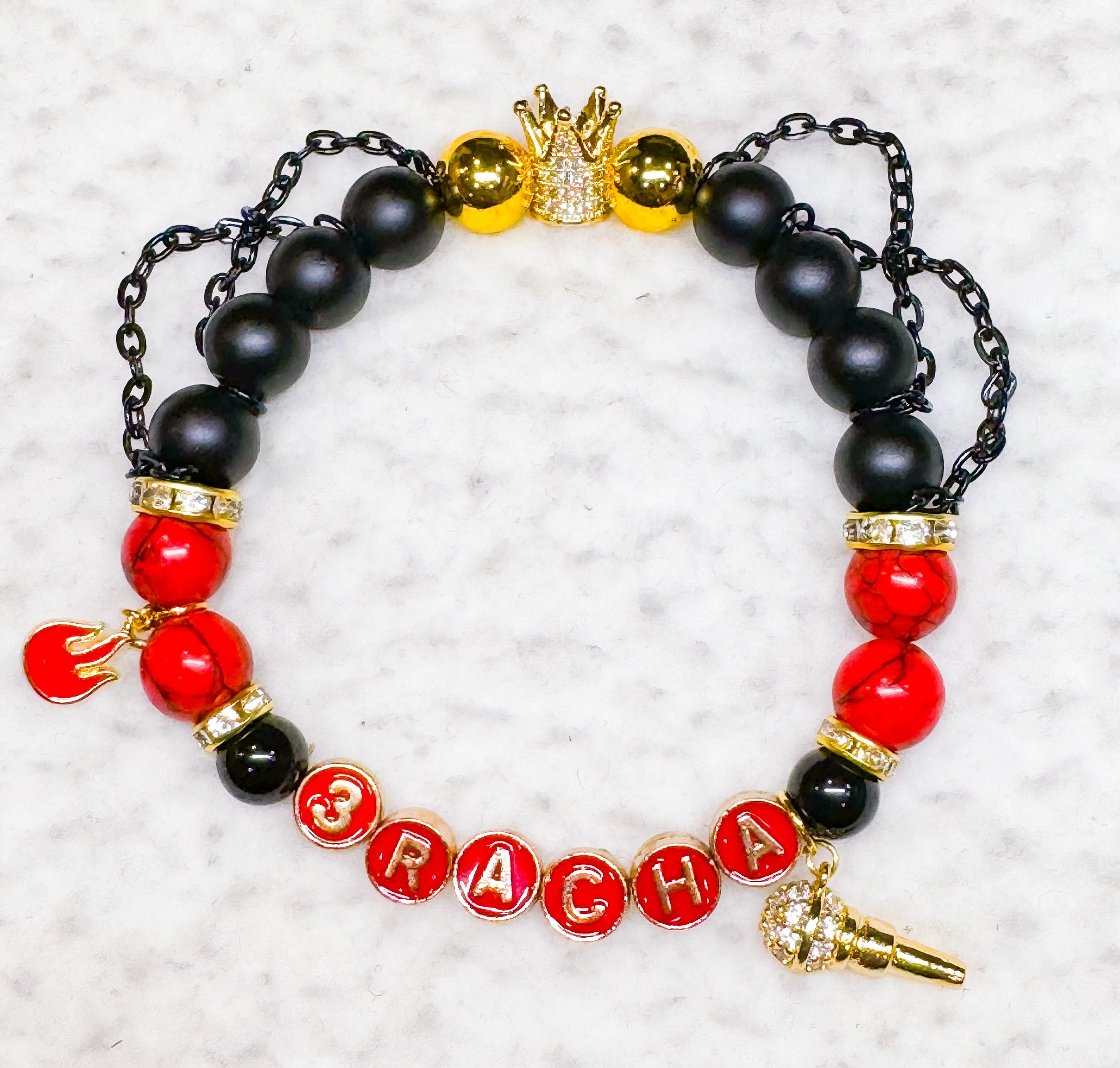 STRAY KIDS 3RACHA Genuine Red Turquoise & Onyx Beaded Bracelet - Etsy