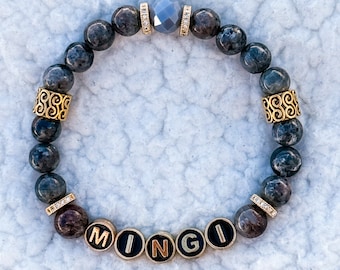 ATEEZ Mingi Genuine 8MM Flame Yooperlite & Labradorite Beaded Bracelet