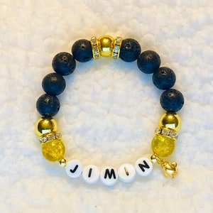 BTS JIMIN Genuine Lava & Gemstone Beaded Bracelet