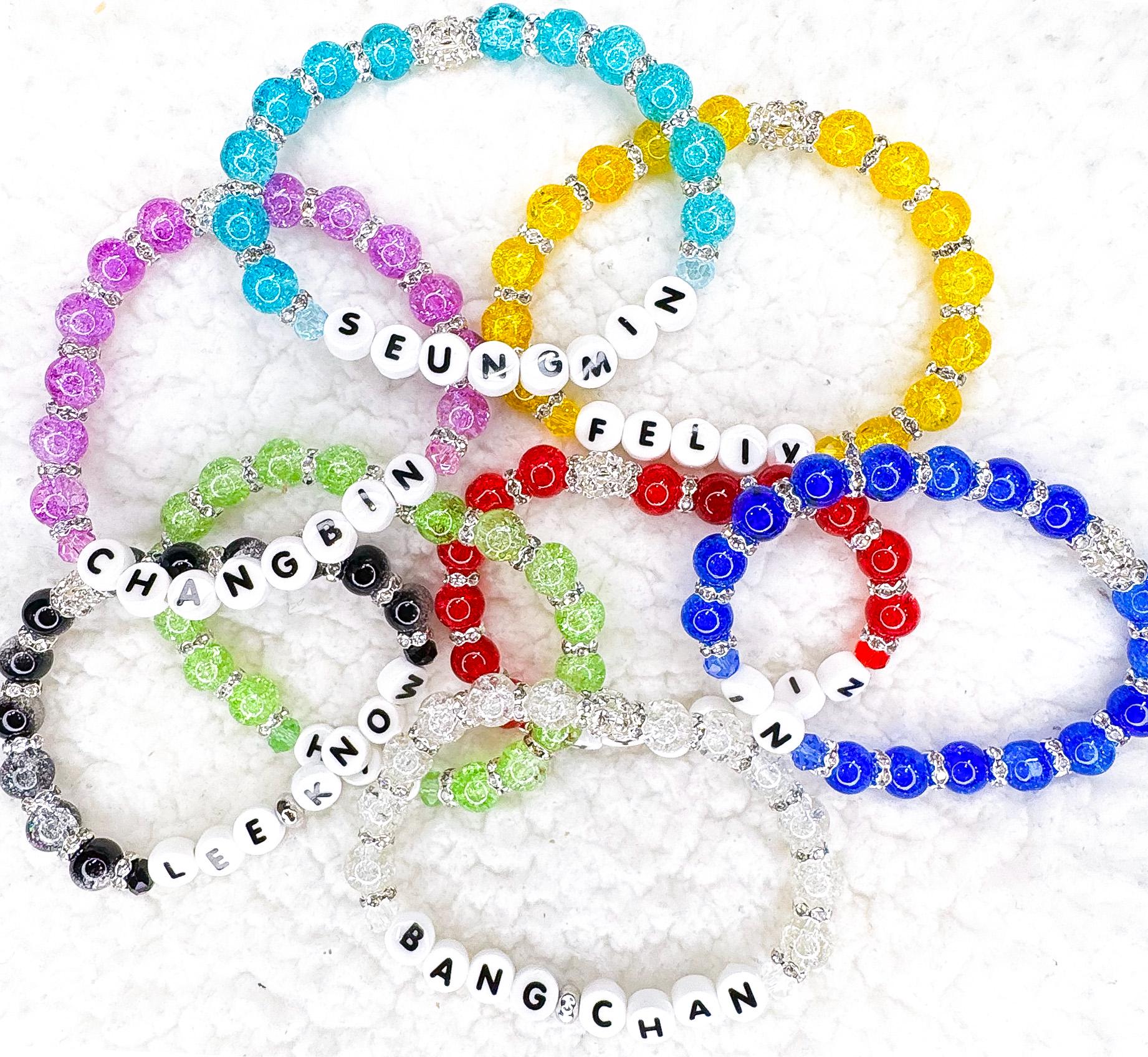 STRAY KIDS Crackle Glass Beaded Bracelet-individual Members - Etsy
