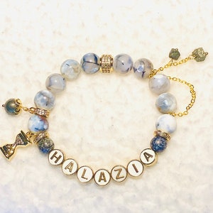 ATEEZ HALAZIA Genuine Agate Embellished Beaded Bracelet