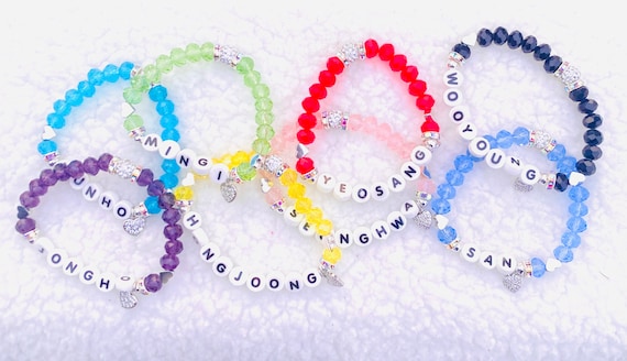 ATEEZ Crystal Colors Beaded Bracelet-all Members - Etsy