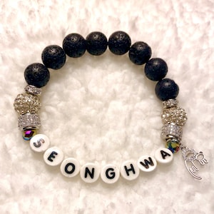 Pulsera de cuentas de piedra de lava genuina Seonghwa de ATEEZ