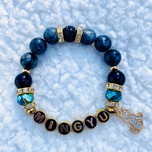 SEVENTEEN Mingyu Genuine Labradorite & Onyx  Beaded Bracelet