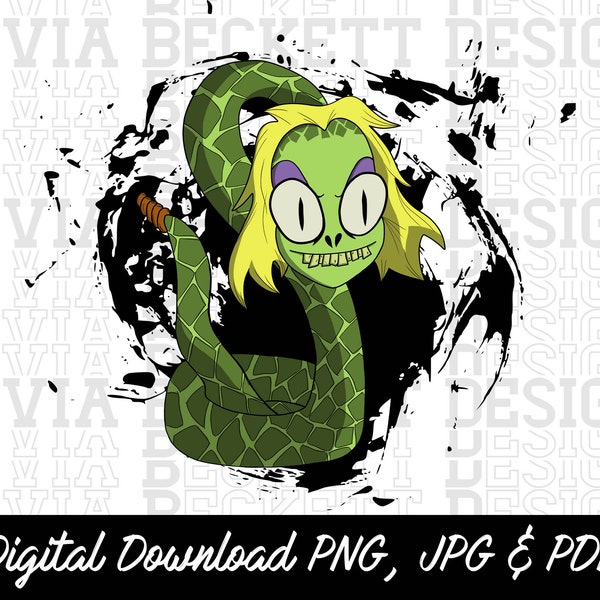 Beetlejuice, Beetlesnake, Hand Drawn Illustration, 80s Kids, Cartoon Series, PNG JPG & PDF Digital Download