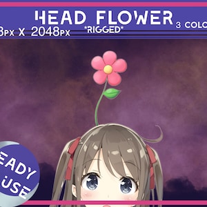 RIGGED Vtuber asset, vtuber plant, Vtuber Flower, Vtuber Head Sprout, Vtuber Head asset, Vtuber hat accessory, cute vtuber asset accessory