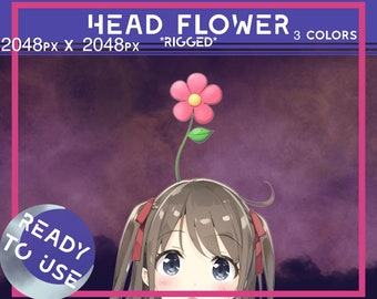 RIGGED Vtuber asset, vtuber plant, Vtuber Flower, Vtuber Head Sprout, Vtuber Head asset, Vtuber hat accessory, cute vtuber asset accessory