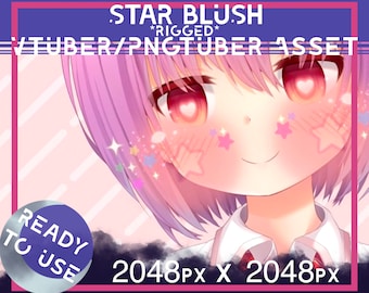 RIGGED Vtuber asset, vtuber star blush, Vtuber makeup, Vtuber blush asset, Vtuber Face asset, Vtuber sparkles, cute vtuber asset accessory