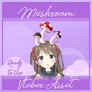 RIGGED Vtuber asset, vtuber plant, Vtuber mushroom, Vtuber Head Sprout, Vtuber Head asset, Vtuber hat accessory, cute vtuber asset accessory