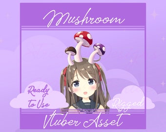 RIGGED Vtuber asset, vtuber plant, Vtuber mushroom, Vtuber Head Sprout, Vtuber Head asset, Vtuber hat accessory, cute vtuber asset accessory