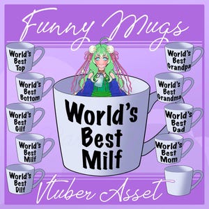 Najlepszy zasób kubka Vtuber World's | Veadotube | Zabawny zasób PNGtuber | Kubek do kawy Vtuber | Zasób VTUBER | Zasób biurka Vtuber | VTS OBS zdjęcie 1